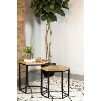 Coaster Furniture 935844 2-piece Hexagon Nesting Tables Natural and Black
